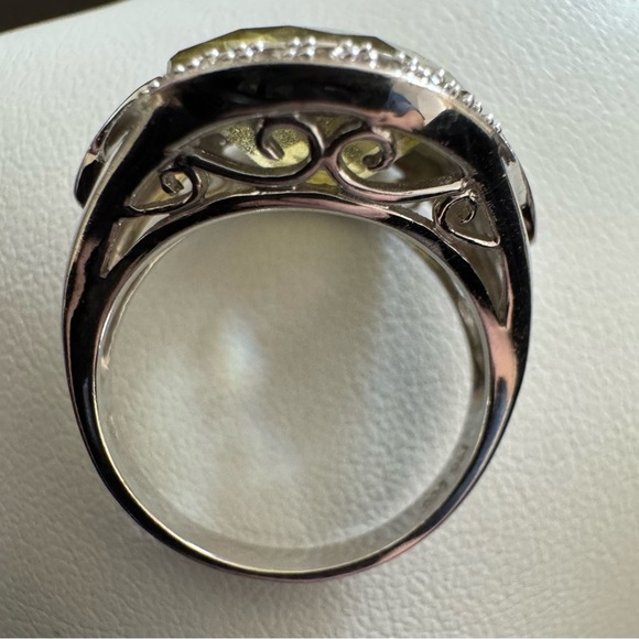 14K White Gold Citrine Diamond Amethyst Cocktail Ring Statement Bold size 7 - Picture 4 of 8